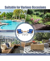 Gymax 3PC Patio Birsto Furniture Set Cushioned Sofa Armrest Coffee Table