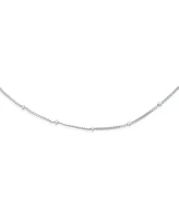 Bling Jewelry Thin Minimalist 1.5MM Sterling Silver Celestial Curb Link with Tiny Stationary Ball Saturn Chain Necklace