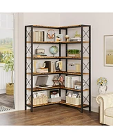 6-Tier Corner Shelf, Industrial Display Bookshelf