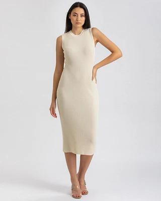 Pietro Brunelli Milano Women's Sleeveless Fitted Ribbed Pattern Iris Dress