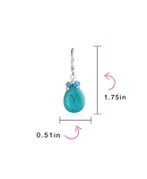 Bling Jewelry Boho Fashion Pear Shape Crystal Bead Accent Blue Turquoise Blue Teardrop Drop Lever Back Earrings Silver Plated