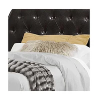 Tufted Upholstered Faux Leather Bed Frame with Padded Headboard