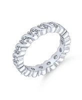 Bling Jewelry Cubic Zirconia Stackable Cz Eternity Thin 3MM Band Ring Sterling Silver