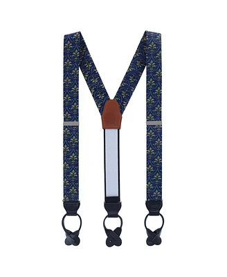 Trafalgar Men's The French Quarter Fleur-de-Lis Silk Novelty Button End Suspenders