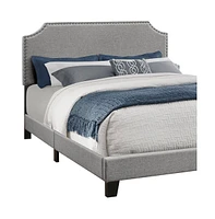 Upholstered Bed Frame with Nailhead Trim and Padded Headboard
