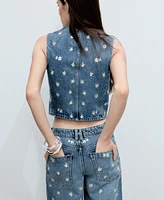 Mango Women's Embroidered Floral Crop Vest