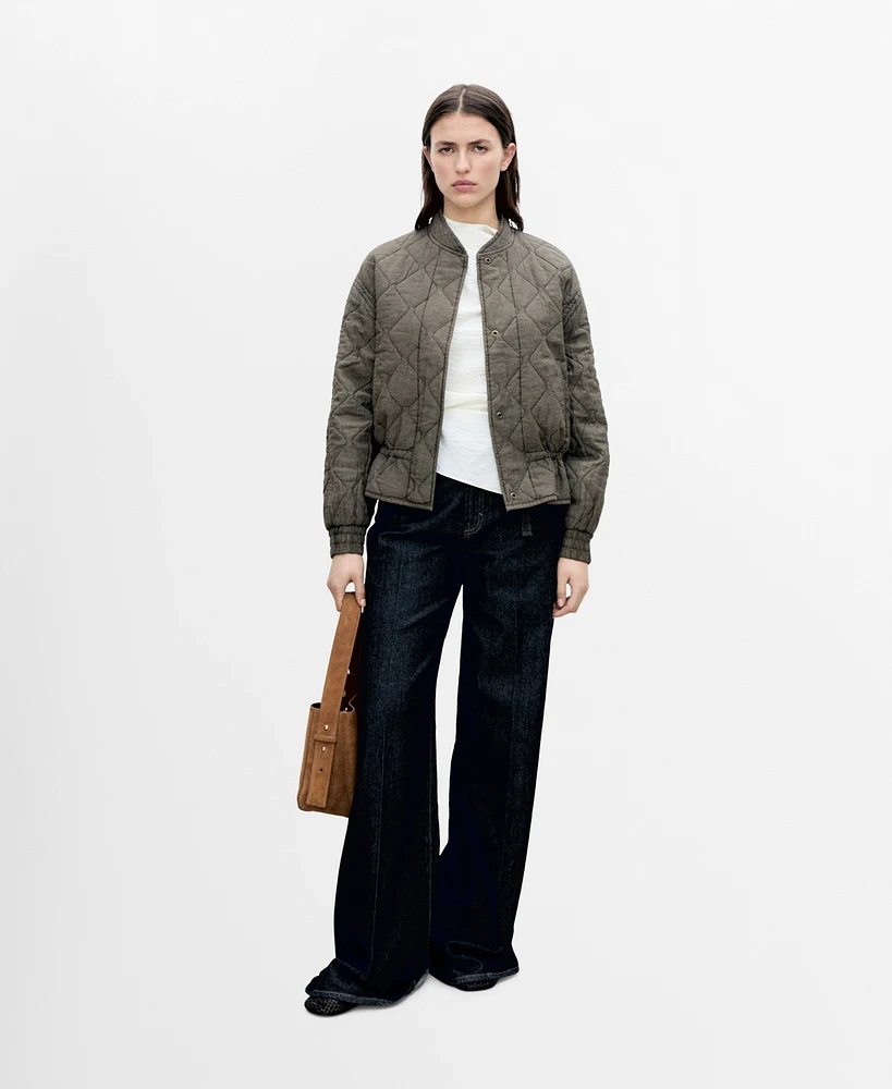 Mango Women's Quilted Bomber Jacket