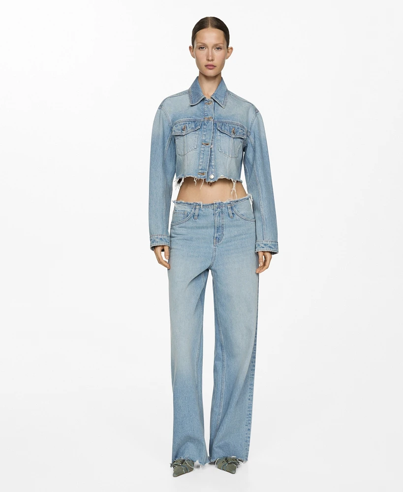 Mango Women's Denim Frayed Hem Jacket