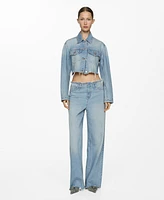 Mango Women's Denim Frayed Hem Jacket