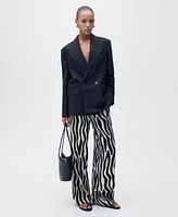 Mango Women's Zebra Print Straight Trousers