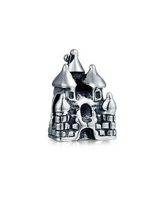 Bling Jewelry Fairytale Fairy Princess Castle Charm Bead Oxidized .925 Sterling Silver