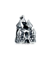 Bling Jewelry Fairytale Fairy Princess Castle Charm Bead Oxidized .925 Sterling Silver