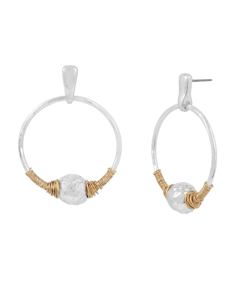 Robert Lee Morris Soho Two-Tone Bead Wire Wrapped Gypsy Hoop Earrings