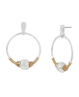Robert Lee Morris Soho Two-Tone Bead Wire Wrapped Gypsy Hoop Earrings