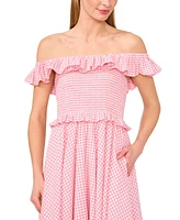 CeCe Women's Off-the-Shoulder Gingham Maxi Dress