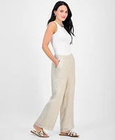 Jm Collection Petite Crinkle Sequin Pull-On Pants, Exclusively at Macy's