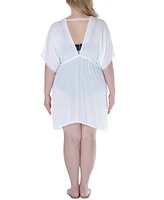 Ravyia Plus Tie-Waist Embroidered Cover-Up Dress