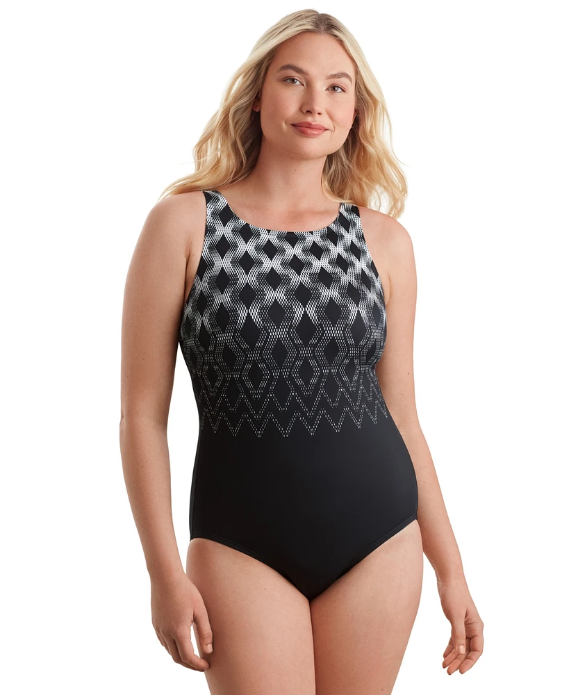 Shape Solver Sport by Mimi Flamingo Women's Linked Up High-Neck Swimsuit