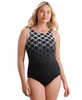 Shape Solver Sport by Mimi Flamingo Women's Linked Up High-Neck Swimsuit