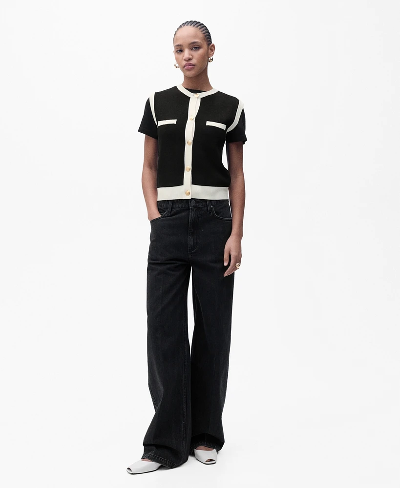 Mango Women's Contrast Piping Knitted Waistcoat Sweater