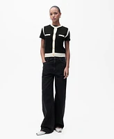 Mango Women's Contrast Piping Knitted Waistcoat Sweater