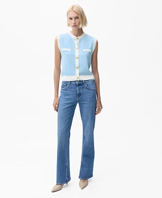 Mango Women's Contrast Piping Knitted Waistcoat Sweater