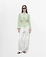 Mango Women's Bow Details Combined Blouse