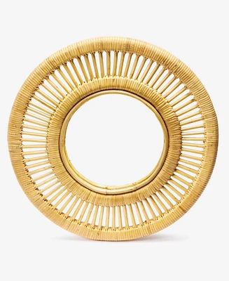 Amara Handmade Rattan Mirror Boho Wall Decor 23.5" Natural Hanging Round Mirror