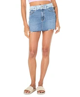 Roxy Sereia Two-Wash Denim Frayed-Hem Mini Skirt