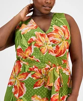 Anne Klein Plus Floral Chiffon High-Low Dress