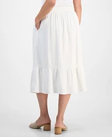 Style & Co Petite Cotton Gauze Tiered Pull-On Midi Skirt