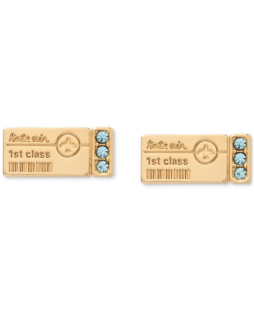 kate spade new york Gold-Tone Out of Office First Class Ticket Stud Earrings