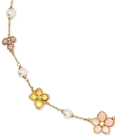 kate spade new york Gold-Tone Pastel Petals Scatter Necklace, 16" + 3" extender