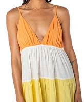 Roxy Juniors' Honolulu Glow Cotton Tiered Open-Back Maxi Dress