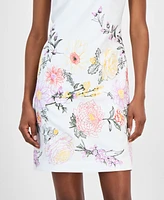 Tahari Asl Petite Embroidered Square-Neck Shift Dress