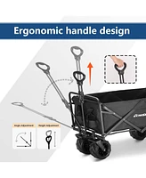 EchoSmile Heavy Duty 350 Lbs Capacity Collapsible Wagon, Outdoor Folding Camping Wagons, Grocery Portable Utility Cart, Adjustable Rolling Carts, All