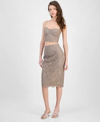 Guess Womens Josiane Cropped Lace Corset Top Josiane Lace Pencil Skirt