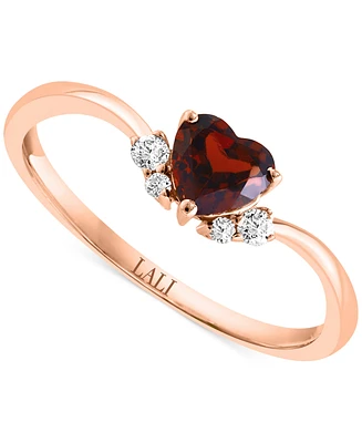 Lali Jewels Garnet (1/2 ct. t.w.) & Diamond (1/20 ct. t.w.) Ring in 14k Rose Gold