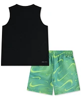 Nike Little Kids Dri-fit Logo Tank Top & Shorts, 2 Piece Set