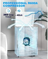 Cowsar 3.5 Cu.Ft Chest Freezer with Removable Basket and Bottom Defrost Water Drain Freestanding Top Open Door, Deep Freezer, Mini Freezer with Adjust
