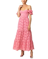 Line & Dot Women's Tasia Off-The-Shoulder Embroidered Cotton Dress