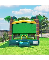 JumpOrange Tropical Commercial Grade Bounce House for Kids and Adults 13x13 (with Blower), Basketball Hoop, Outdoor Indoor, Big Inflatable, Birthday P