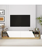 2-door Tv stand, white wood entertainment center, art design media console