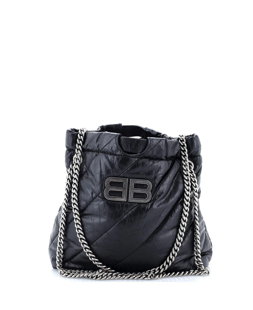 Pre-Owned Balenciaga Xs Crush Chain Tote Quilted Crushed Calfskin