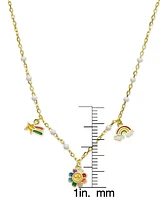 Lily Nily Girls Enamel Rainbow Charm Necklace in 18K Gold over Sterling Silver