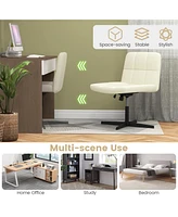 Pu Leather Upholstered Cross-legged Office Chair with Oversized U-shaped Seat for Home Make Up