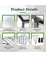 Gain Height 8x10 Ft Aluminum Polycarbonate Greenhouse - All Season