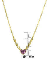 Lily Nily Girls Lab Ruby Heart Necklace in 18K Gold over Sterling Silver