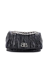 Pre-Owned Balenciaga Medium Monaco Chain Flap Shoulder Bag Quilted Leather