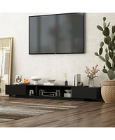 Tv stand with 2 drawers, white wood entertainment center, multi-purpose media console